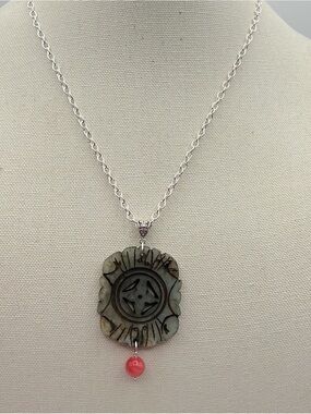 Handcrafted Jade Pendant Necklace with Quartz Accent - Women Jewelry